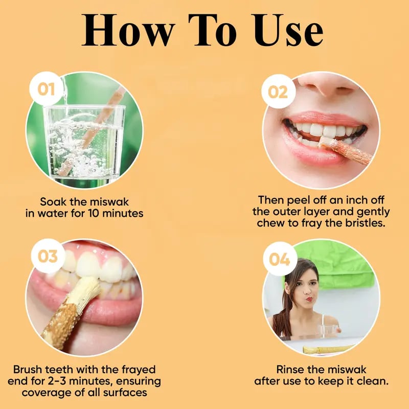 üåø Natural Miswak Sticks ‚Äì Individually Wrapped, Traditional Toothbrush for Fresh Breath & Healthy Gums