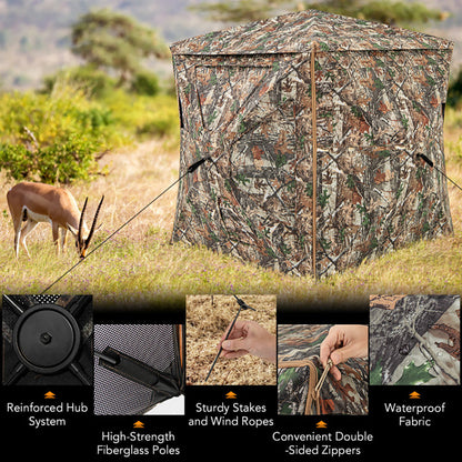 5-in-1 Detachable Pop-Up Hunting Blind with Skylight – 360° View, 2-3 Person