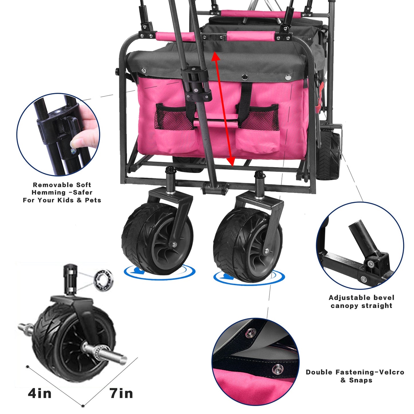 Collapsible Wagon with Removable Canopy & Cooler Bag – All-Terrain Folding Cart