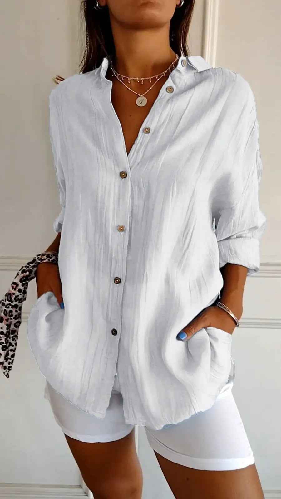 Women's Loose-Fit Lapel Shirt – Casual Button-Front Top