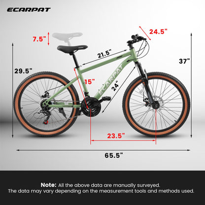24" Teen Mountain Bike | 21-Speed, Disc Brakes, Front Suspension & Brown Edge Tires