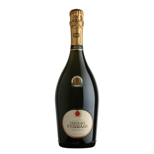 Ferrari Giulio Ferrari sparkling wine bottle, dark glass, gold foil neck