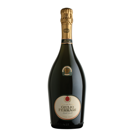 Ferrari Giulio Ferrari sparkling wine bottle, dark glass, gold foil neck