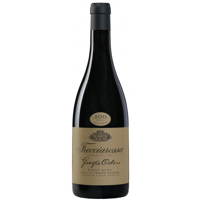 Frecciarossa Giorgio Odero Pinot Nero 2018 red wine bottle, dark glass and gold label