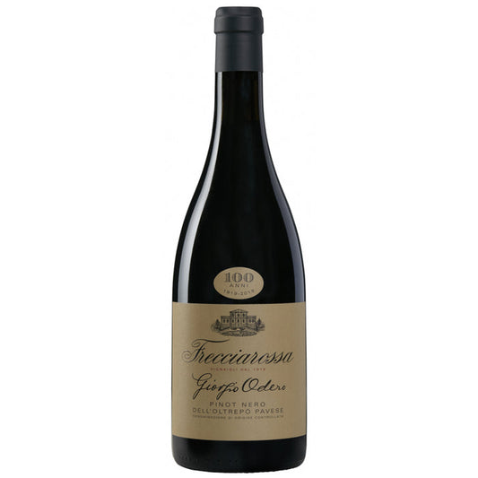 Frecciarossa Giorgio Odero Pinot Nero 2018 red wine bottle, dark glass and gold label