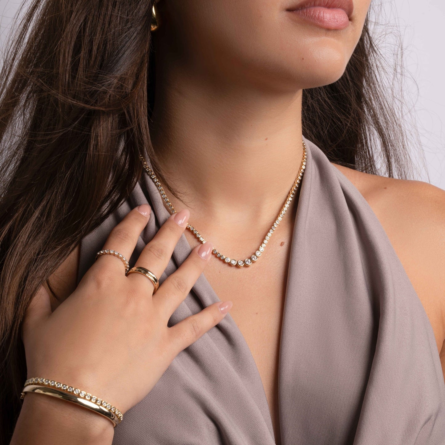 Gradient Bezel Tennis Necklace