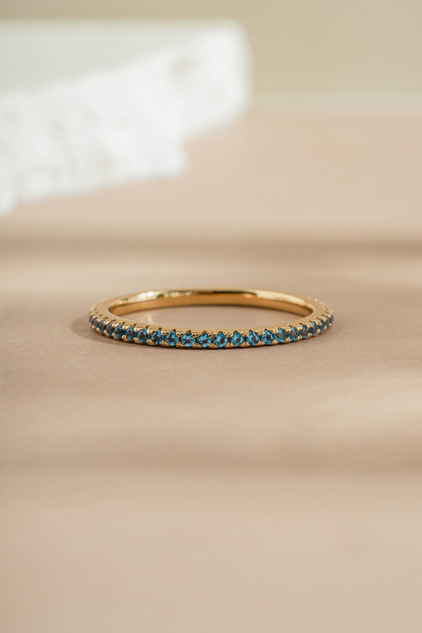 Blue Topaz Birthstone Eternity Ring
