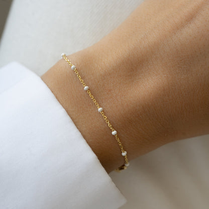 White Enamel Beaded Bracelet