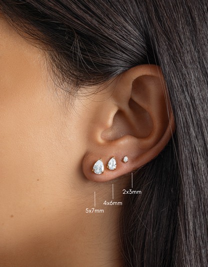 2x3mm Pear Studs (Multiple Sizes Available)