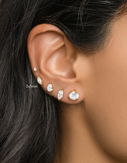 2x3mm Pear Studs (Multiple Sizes Available)