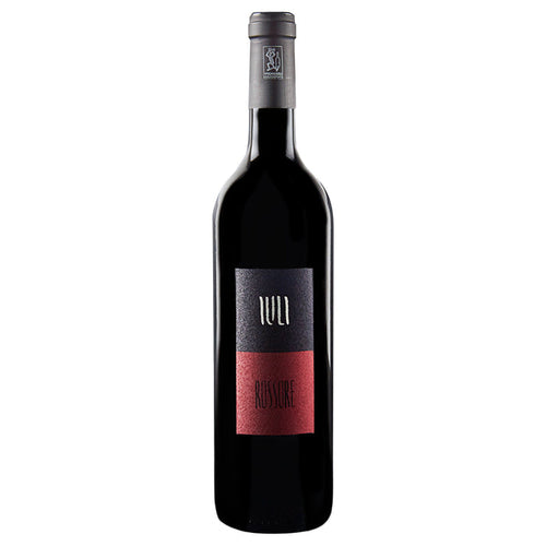 Iuli wine bottle labeled Barbera, dark glass with black cap