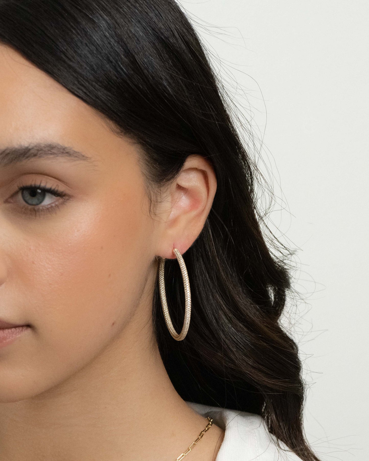 50mm Pavé Hoop Earrings