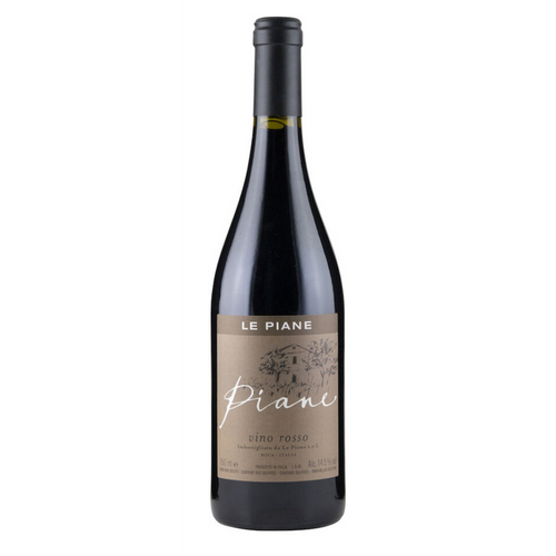 Le Piane Rosso red wine bottle, 2018, dark glass with cream label