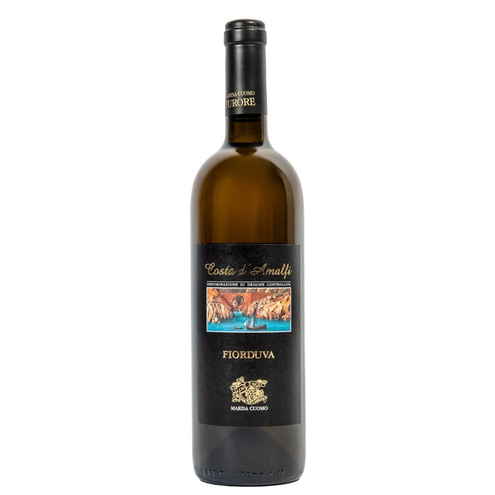 White wine bottle with dark foil cap and front label