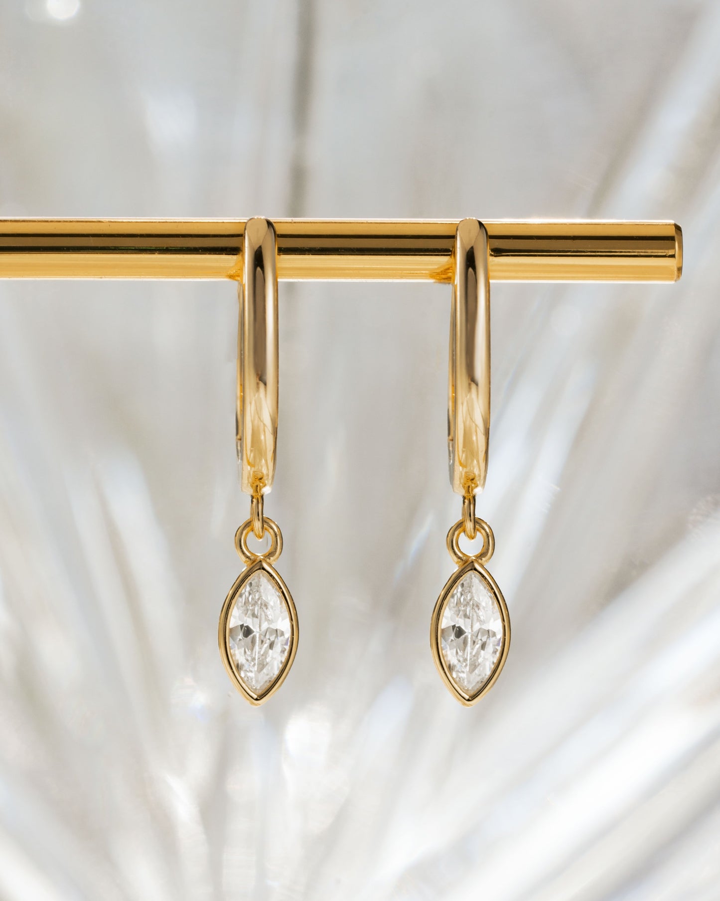 Marquise Bezel Drop Huggies