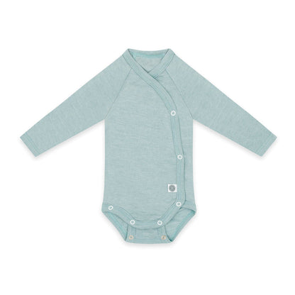 Merinowolle Langarm-Wickelbody | Essential Mint