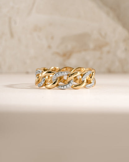 Mixed Metal Pavé Chain Ring