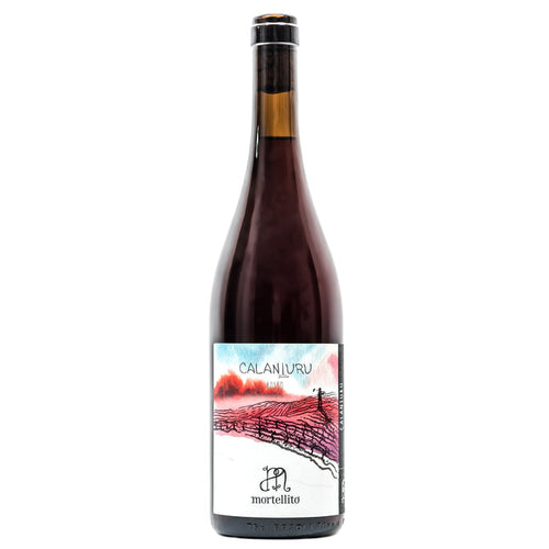 Mortellito Cala Niuru red wine bottle with label and black cap