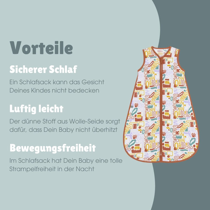 Musselin Schlafsack 0.5 TOG | Bunte Formen