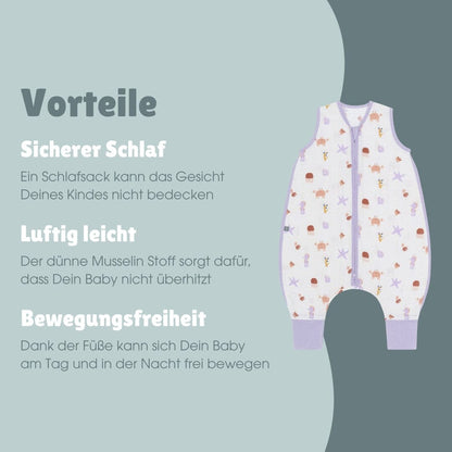 Musselin Schlafsack mit Füßen 0.5 TOG | Community Design Unterwasser