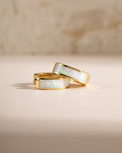Opal Enamel Huggie Earrings