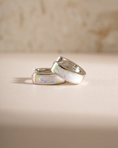 Opal Enamel Huggie Earrings