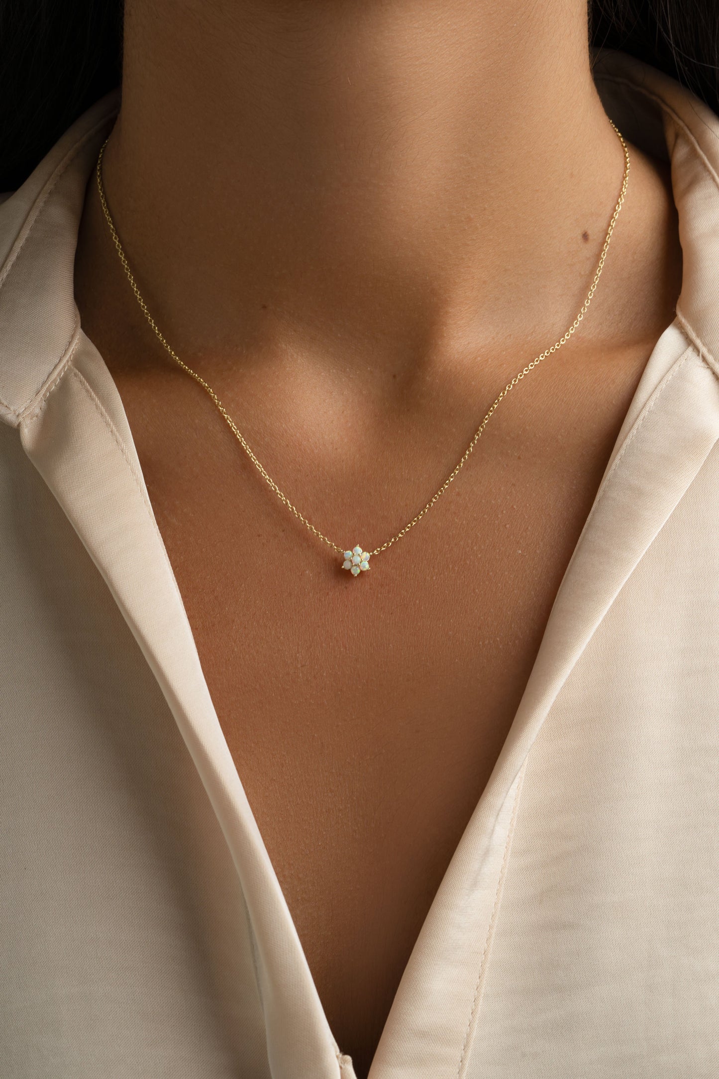 Opal Flower Necklace