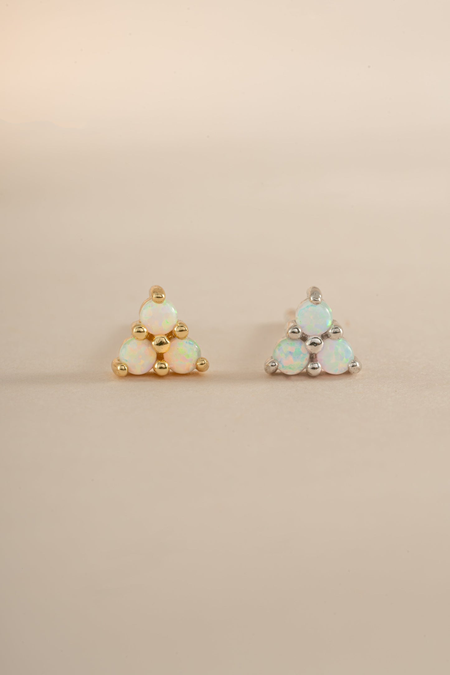 Opal Three Stone Studs