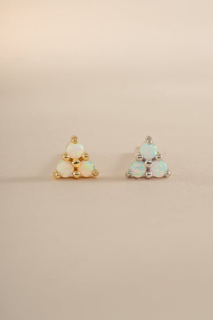 Opal Three Stone Studs