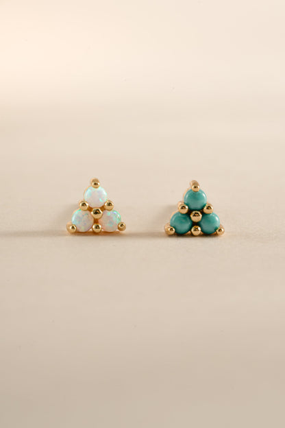 Turquoise Three Stone Studs