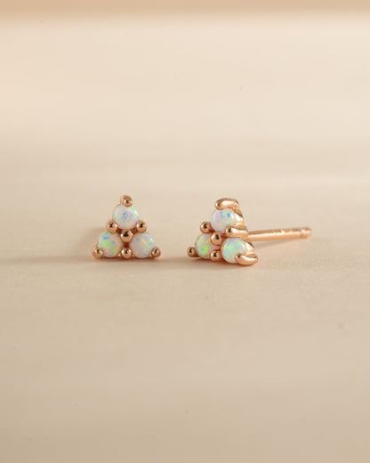 Opal Three Stone Studs