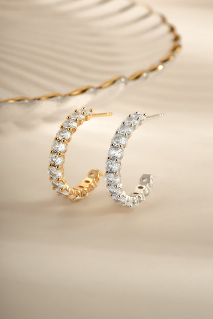 Oval Studded Hoop Earrings