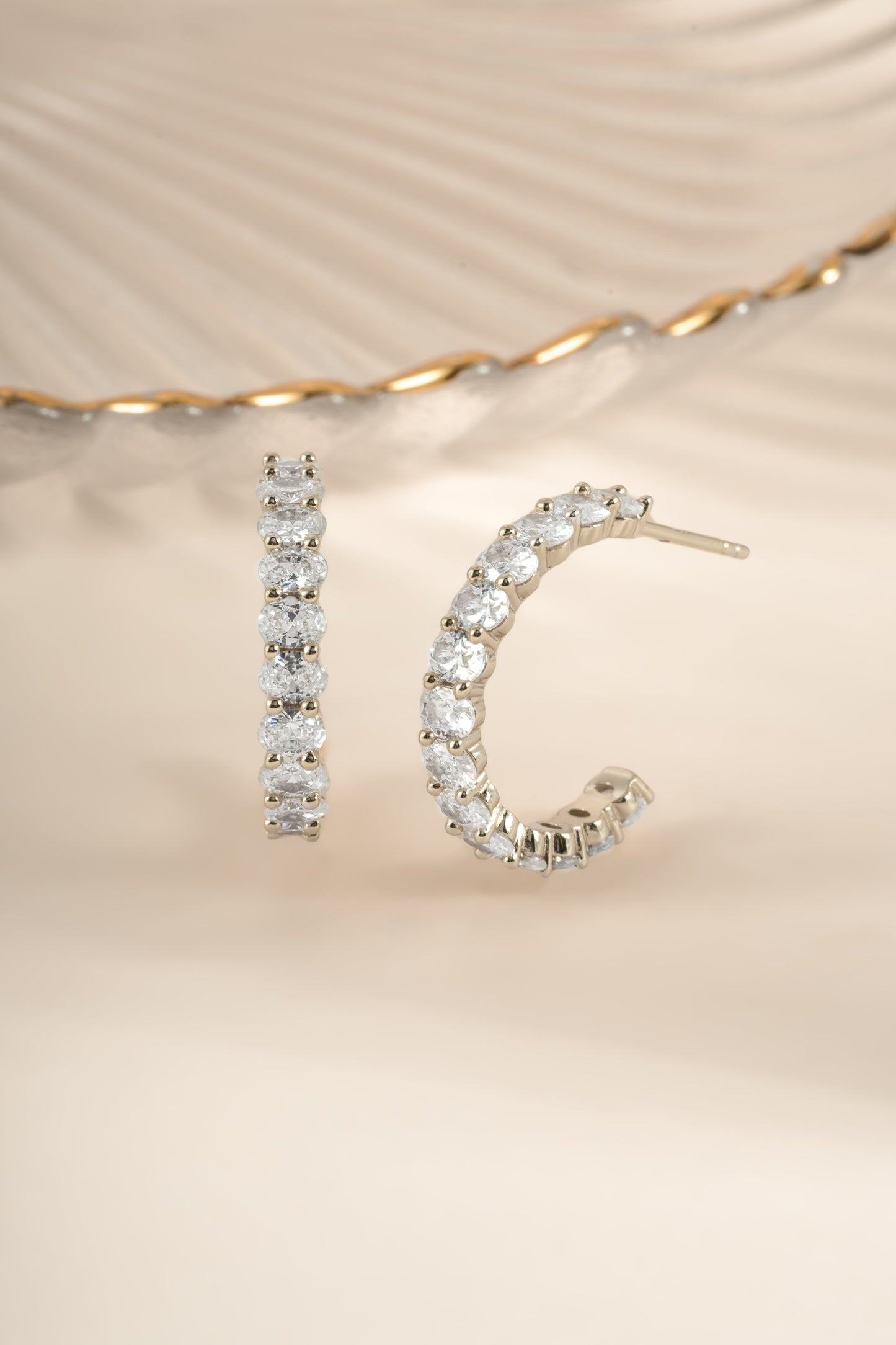 Oval Studded Hoop Earrings