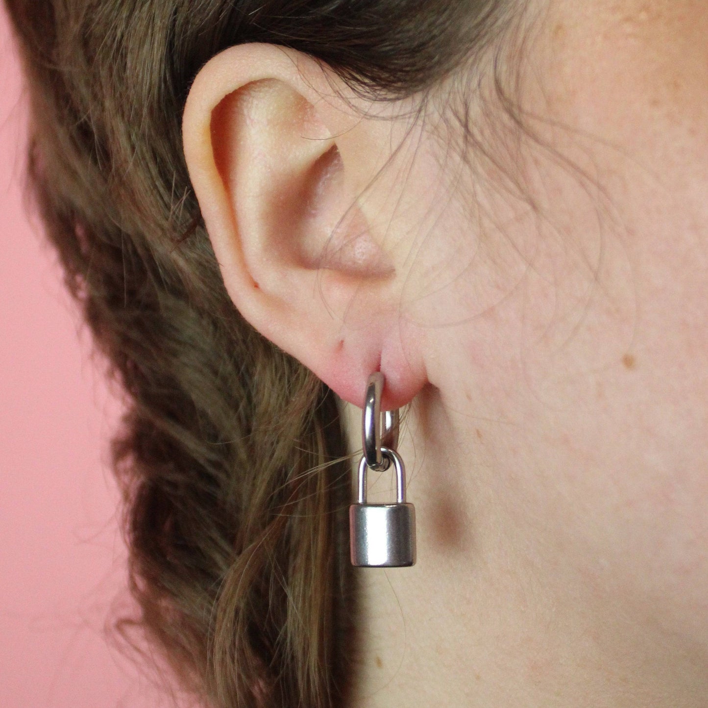 Small Padlock Hoop Earrings