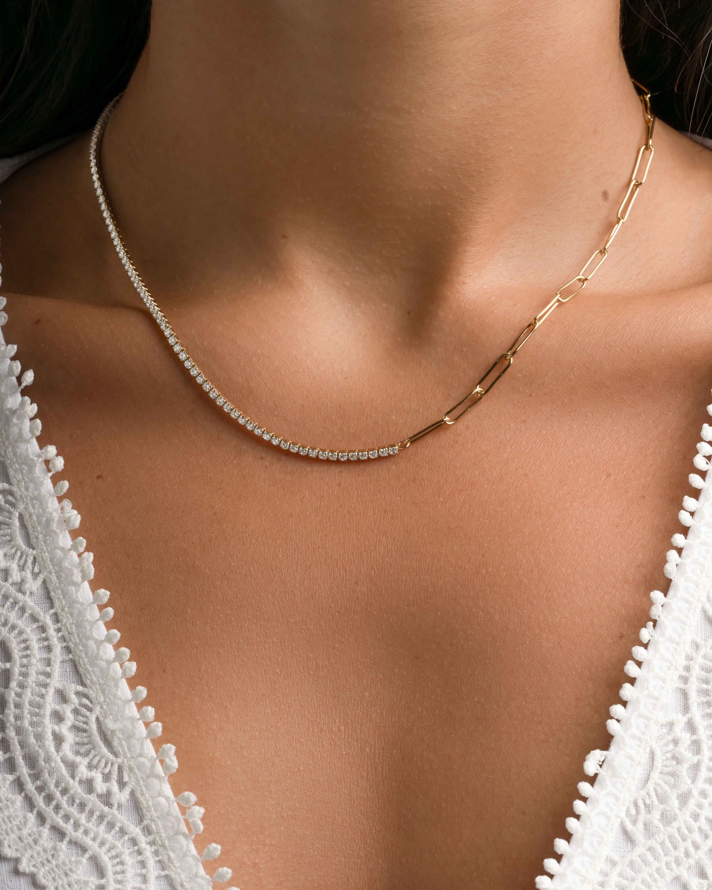 Tennis and Paperclip Necklace