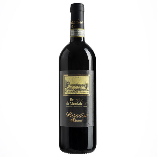 Brunello di Montalcino wine bottle with Paradiso di Cacuci label, 2017 vintage