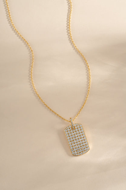 Pavé Dog Tag Necklace
