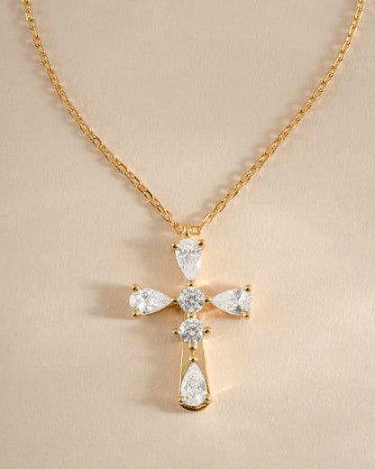 Pear Cut Cross Necklace