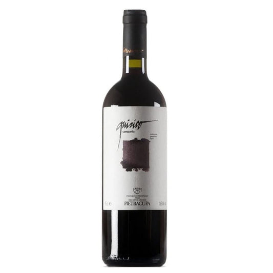 Pietracupa Taurasi 2015 red wine bottle with black capsule and front label