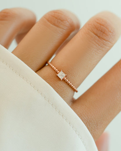 Princess Cut w Beaded Band