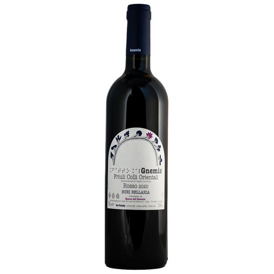 Red wine bottle with dark glass and front label