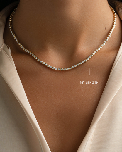 Round Bezel Tennis Necklace