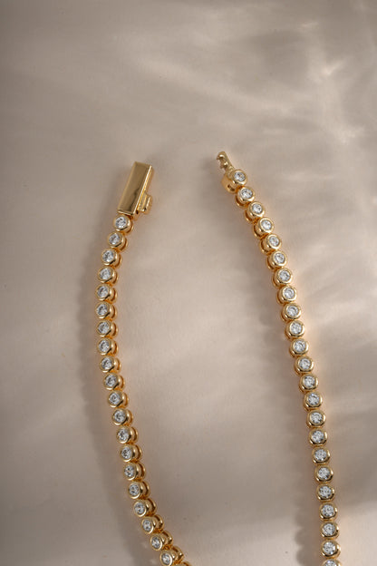 2.5mm Round Bezel Tennis Necklace