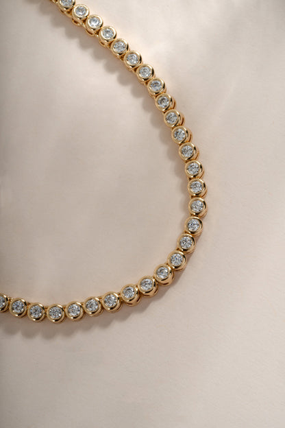 2.5mm Round Bezel Tennis Necklace