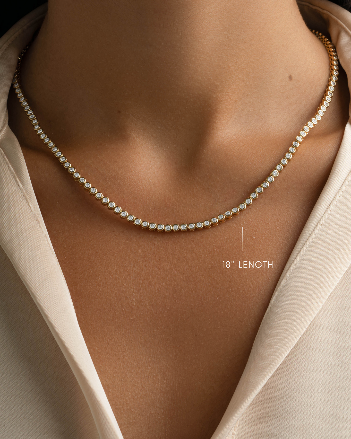 2.5mm Round Bezel Tennis Necklace