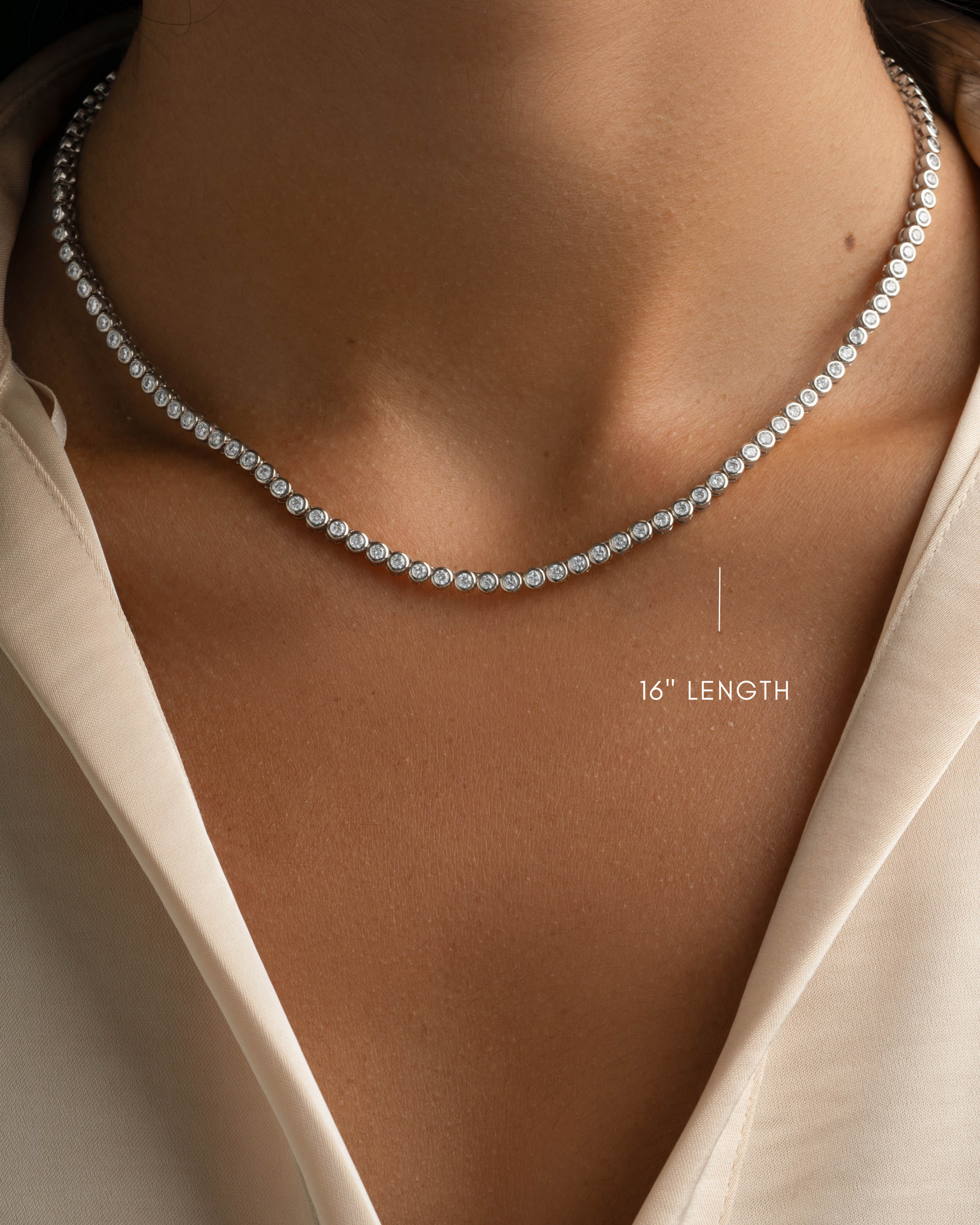 2.5mm Round Bezel Tennis Necklace