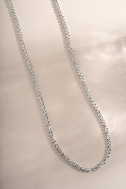 2.5mm Round Bezel Tennis Necklace