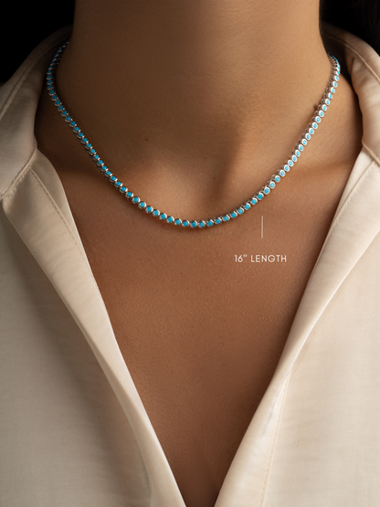 Round Turquoise Tennis Necklace