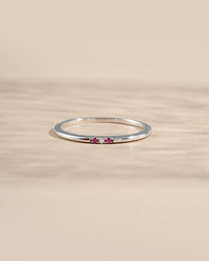 Ruby 3 Stone Diamond Ring