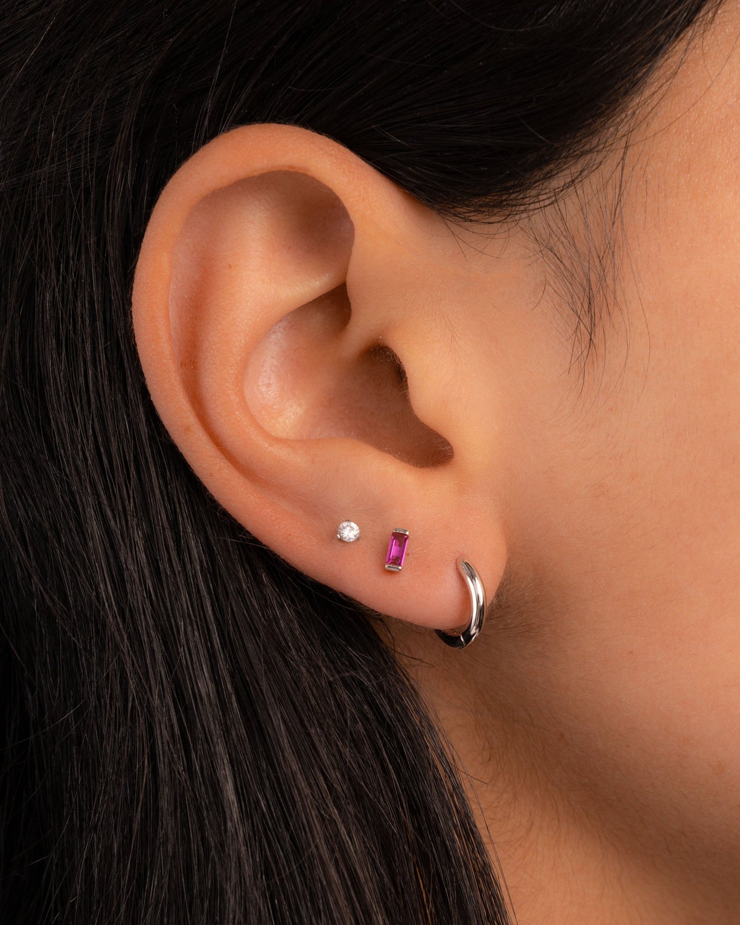 Ruby Baguette Stud Earrings